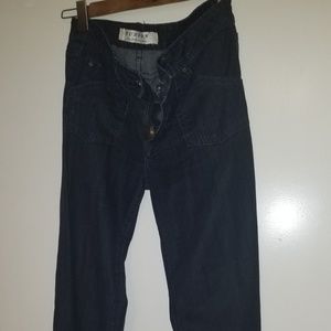 HUDSON WIDE LEG FLARE JEANS FLAP POCKETS